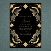 Hemelse Maan Zwart Gouden Tarot Heks Verjaardag Kaart