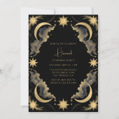 Hemelse Maan Zwart Gouden Tarot Heks Verjaardag Kaart (Voorkant)