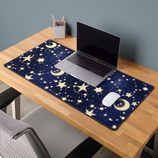 Hemelse Maanfase Astrologie – Fluwelen Navy Bureaumat (Kantoor 2)