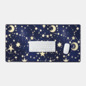 Hemelse Maanfase Astrologie – Fluwelen Navy Bureaumat (Keyboard & Muis)
