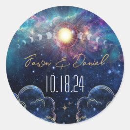 Hemelse Maanfase Trouwzegel Ronde Sticker