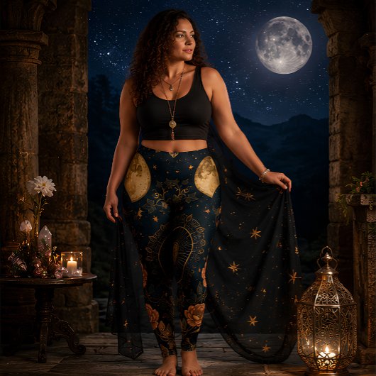 Hemelse Maanfasen Botanische Astrologie Leggings