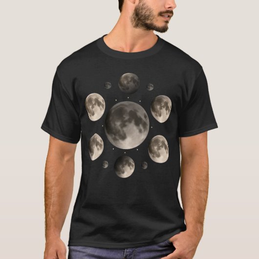 Hemelse Maanfasen Mandala Astronomie Kunst T-shirt (Voorkant)