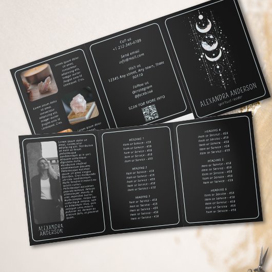 Hemelse Maanfasen Mystieke Spirituele QR-code Drieluik Kaart