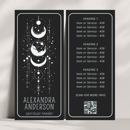 Hemelse Maanfasen Mystieke Spirituele QR-code Reclamekaart
