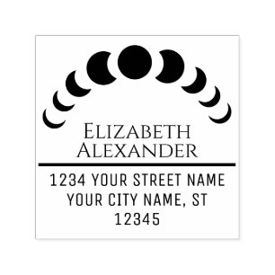 Hemelse Maanfasen Naam Retouradres #3 Zelfinktende Stempel