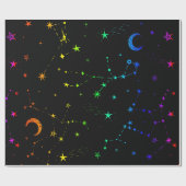 hemelse maanster constellatie regenboog cadeaupapier (Vlak)
