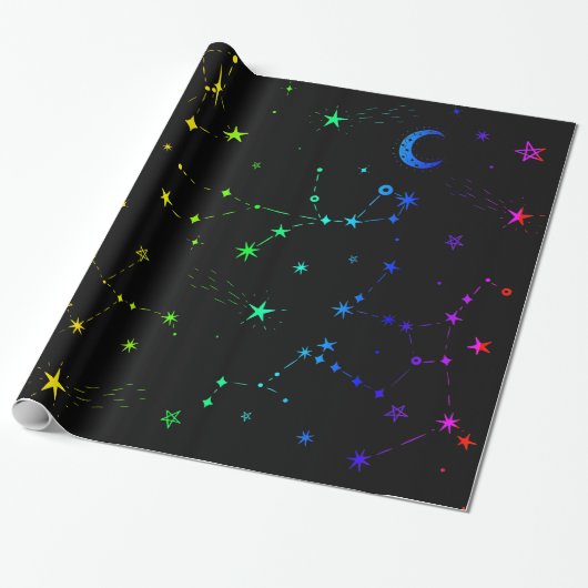 hemelse maanster constellatie regenboog cadeaupapier (Uitgerold)
