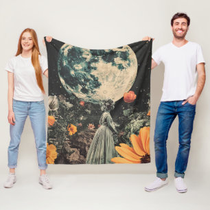 Hemelse Maantuin Sepia Bloemenmeisje Fleece Deken
