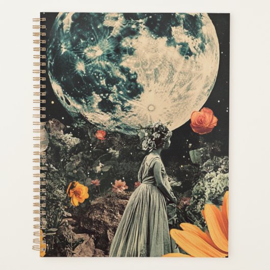 Hemelse Maantuin Sepia Bloemenmeisje Planner (Voorkant)