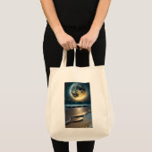 Hemelse Maanverlichte Strandgolven Boodschappentas Tote Bag (Voorkant (product))