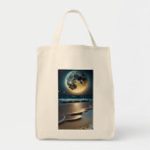 Hemelse Maanverlichte Strandgolven Boodschappentas Tote Bag (Voorkant)