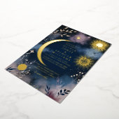 Hemelse Magie Maan & Sterren Bruiloft Folie Uitnodiging (Gedraaid)