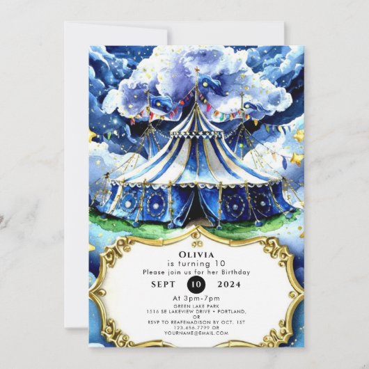 Hemelse Magische Circus Verjaardag Kaart (Voorkant)