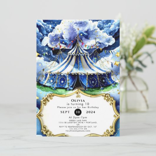 Hemelse Magische Circus Verjaardag Kaart (Staand voorkant)