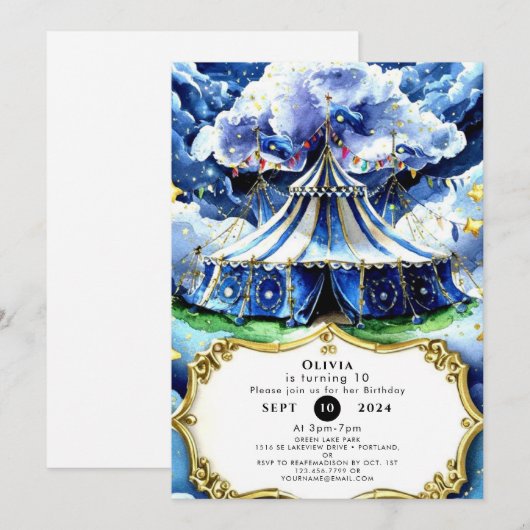 Hemelse Magische Circus Verjaardag Kaart (Voorkant / Achterkant)