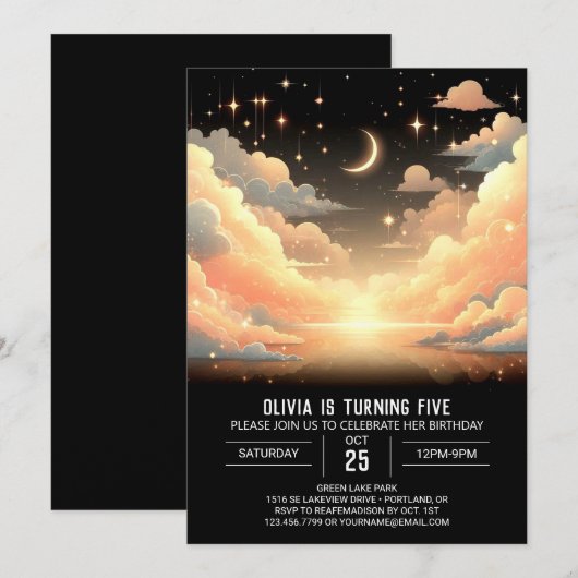 Hemelse Magische Hemelse Digitale Verjaardag Kaart (Voorkant / Achterkant)