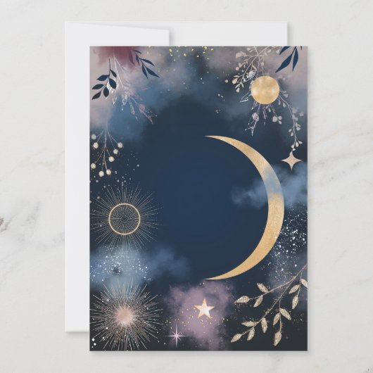 Hemelse Magische Maan & Sterren bruiloft Kaart (Achterkant)