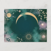 Hemelse Magische Maan & Sterren Emerald QR Code RS Informatiekaartje (Achterkant)