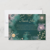 Hemelse Magische Maan & Sterren Emerald Wedding Bedankkaart (Voorkant)