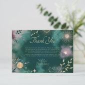 Hemelse Magische Maan & Sterren Emerald Wedding Bedankkaart (Staand voorkant)