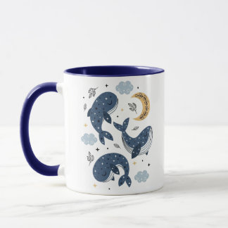 Hemelse Magische Walvissen en Sterren Blauw Twee-T Mok