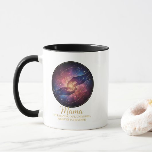 Hemelse Mama Handen Melkweg Heelal Mok (Met donut)