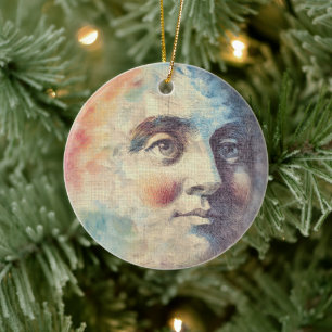 Hemelse Man in de Maan - Aquarel Kunst Keramisch Ornament
