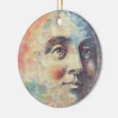 Hemelse Man in de Maan - Aquarel Kunst Keramisch Ornament (Links)
