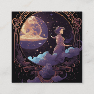 Hemelse manen magische kosmische achtergrond vierkante visitekaartje