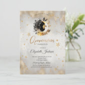 Hemelse manen, sterren Bloem Quinceanera Kaart (Staand voorkant)