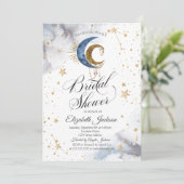 Hemelse manen, sterren bruids douche uitnodiging (Staand voorkant)