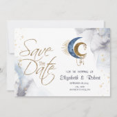 Hemelse manen, sterren platte save the date kaart (Voorkant)