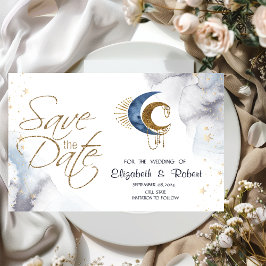 Hemelse manen, sterren platte save the date kaart