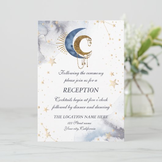 Hemelse manen, sterren uitnodiging (Staand voorkant)