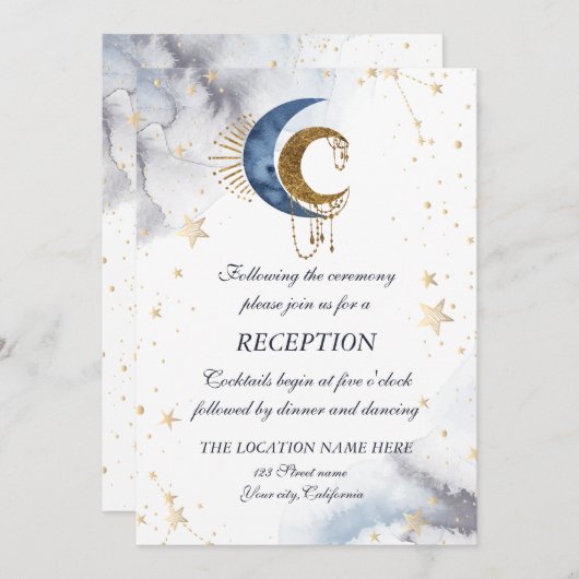 Hemelse manen, sterren uitnodiging (Voorkant / Achterkant)