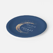 Hemelse Marine Blauw en Goud Mystiek Huwelijk Papieren Bordje (Gekanteld)