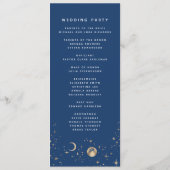 Hemelse Marine Blauw en Goud Trouwprogramma's Programmakaart (Achterkant)