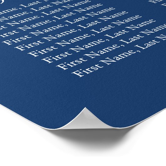 Hemelse Marine Blauw en Goud Trouwstoel Grafiek Poster (Hoek)