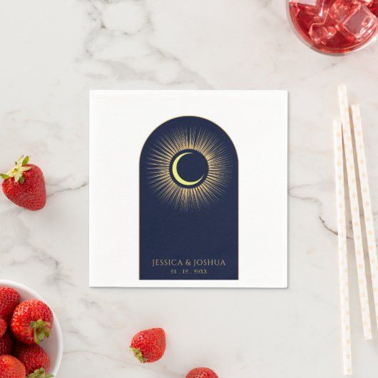 Hemelse Marine Blauwe Boog Mystieke Zon Maan Servet (Insitu)