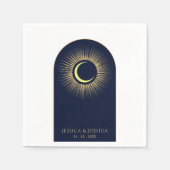 Hemelse Marine Blauwe Boog Mystieke Zon Maan Servet (Voorkant)