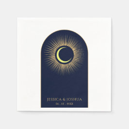 Hemelse Marine Blauwe Boog Mystieke Zon Maan Servet