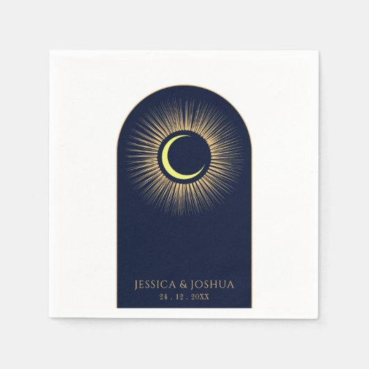 Hemelse Marine Blauwe Boog Mystieke Zon Maan Servet (Voorkant)