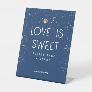 Hemelse Marine Blauwe Liefde Is Zoete Huwelijk Reclamebord Met Voetstuk