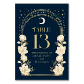 Hemelse Marine Elegante Arch Art Nouveau Huwelijk Kaart (Achterkant)