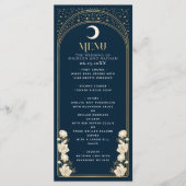 Hemelse Marine Elegante Arch Art Nouveau Huwelijk Menu (Voorkant)