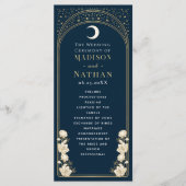 Hemelse Marine Elegante Arch Art Nouveau Huwelijk Programmakaart (Voorkant)