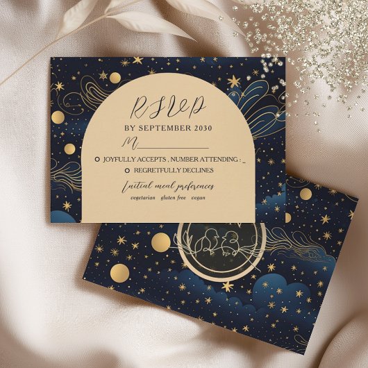 Hemelse Marine Gouden Bruiloft RSVP Kaartje