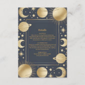 Hemelse Marine Gouden Halve Maan bruiloft Informatiekaartje (Voorkant)