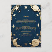 Hemelse Marine Gouden Halve Maan bruiloft Informatiekaartje (Voorkant)